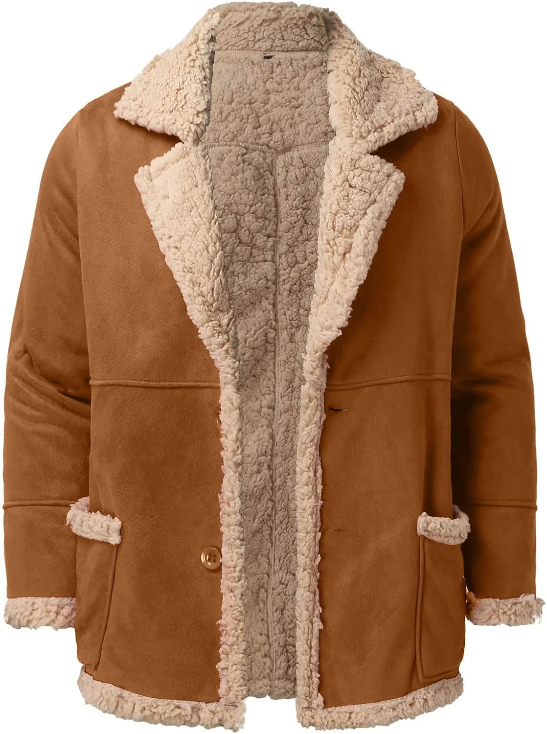 LCMTWX Mens Puffer Jackets Coat Button Solid Color Jacket Leather Windbreaker Long Sleeve Men's Winter Thickened Warm