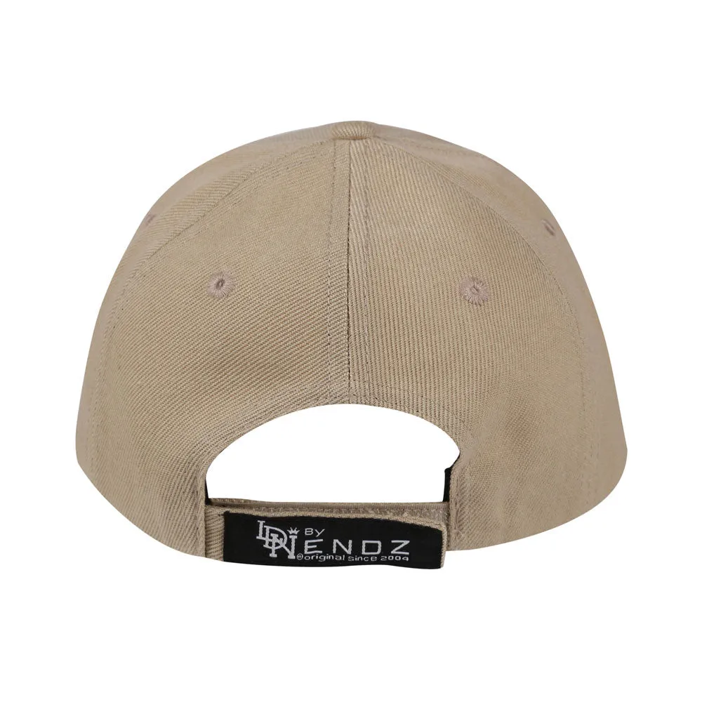 LDN Curved Peak Strap back Cap Beige Blue