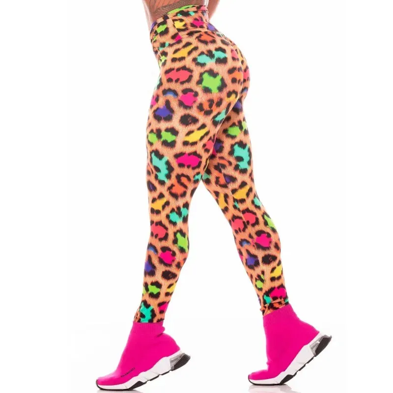 Leopard Stripe 3D Print Women's Push Up Fitness Leggings