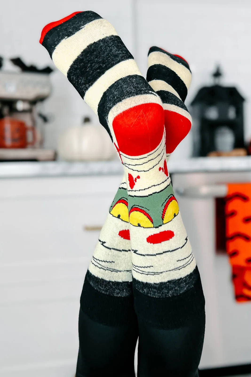 Let Me Be Frank-enstein Halloween Novelty Socks (Ivory)