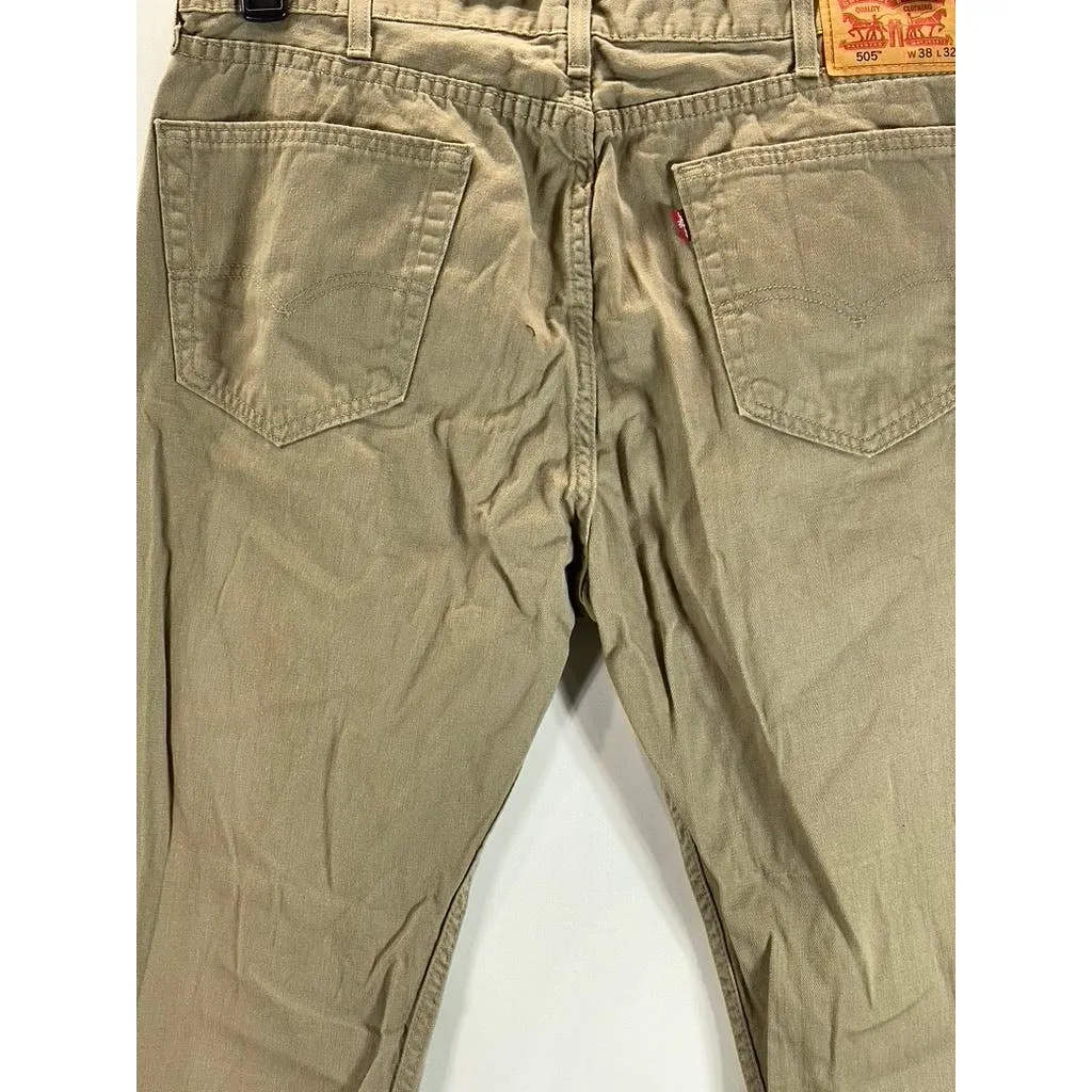 LEVI'S Men's Beige 505 Straight-Fit Five-Pocket Non-Stretch Jeans SZ 38X32