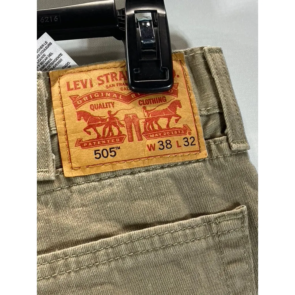 LEVI'S Men's Beige 505 Straight-Fit Five-Pocket Non-Stretch Jeans SZ 38X32