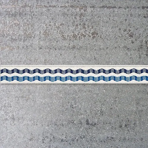 LFNT Ribbon : Double Wave on Satin - Indigo