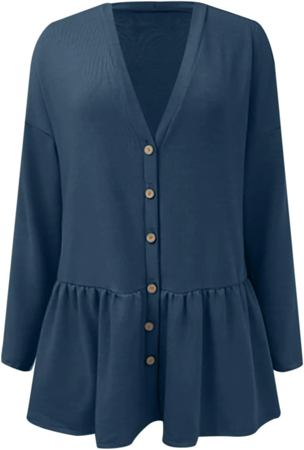 Lightweight Cardigans for Women Trendy Long Sleeve Solid Color Button Down Cardigan Loose Fit Open Front Outwear