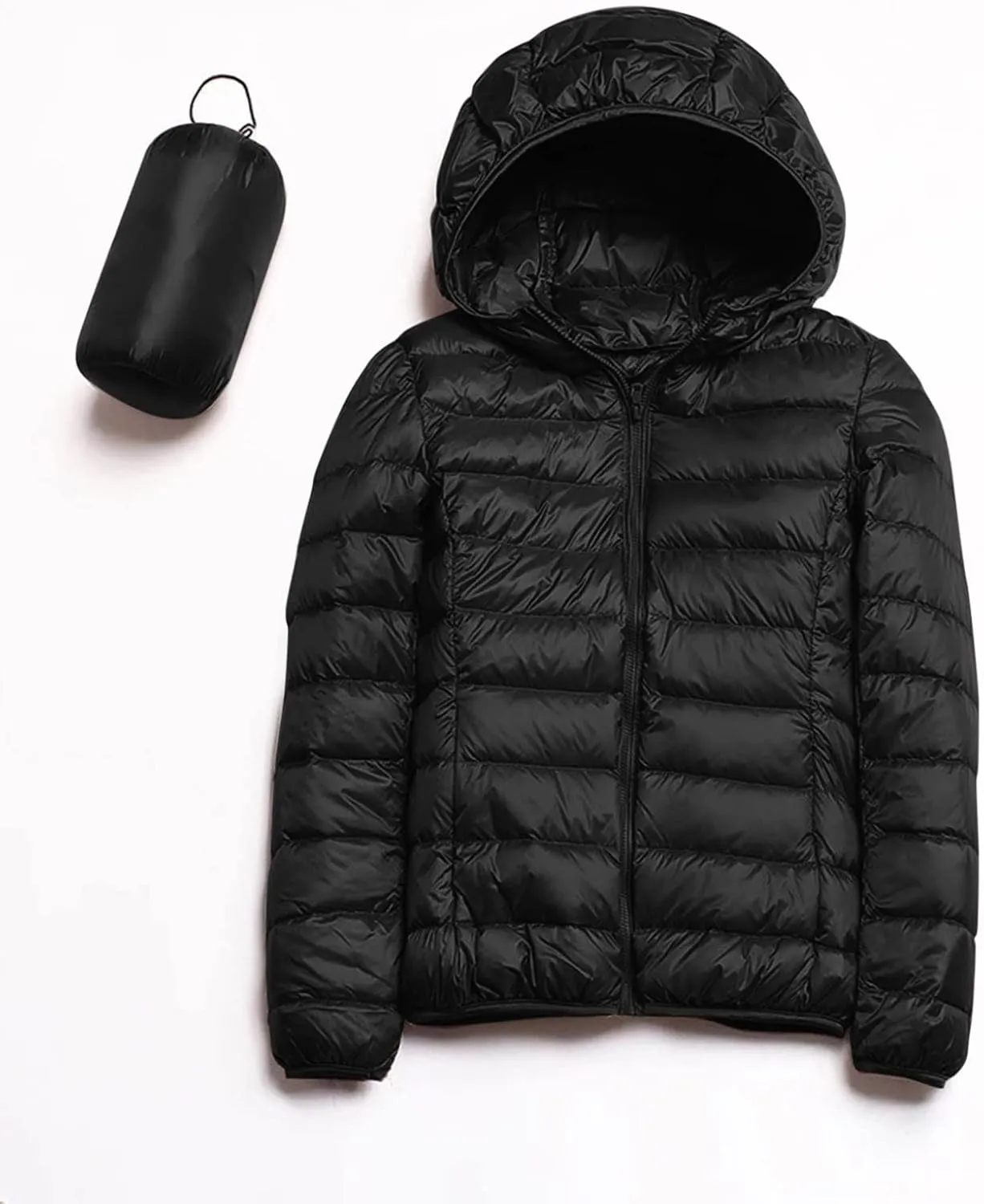 Lightweight Packable Down Jacket for Women Solid Slim Fit Lightweight Puffer Coat Plain Winter Warm Puffer Jackets