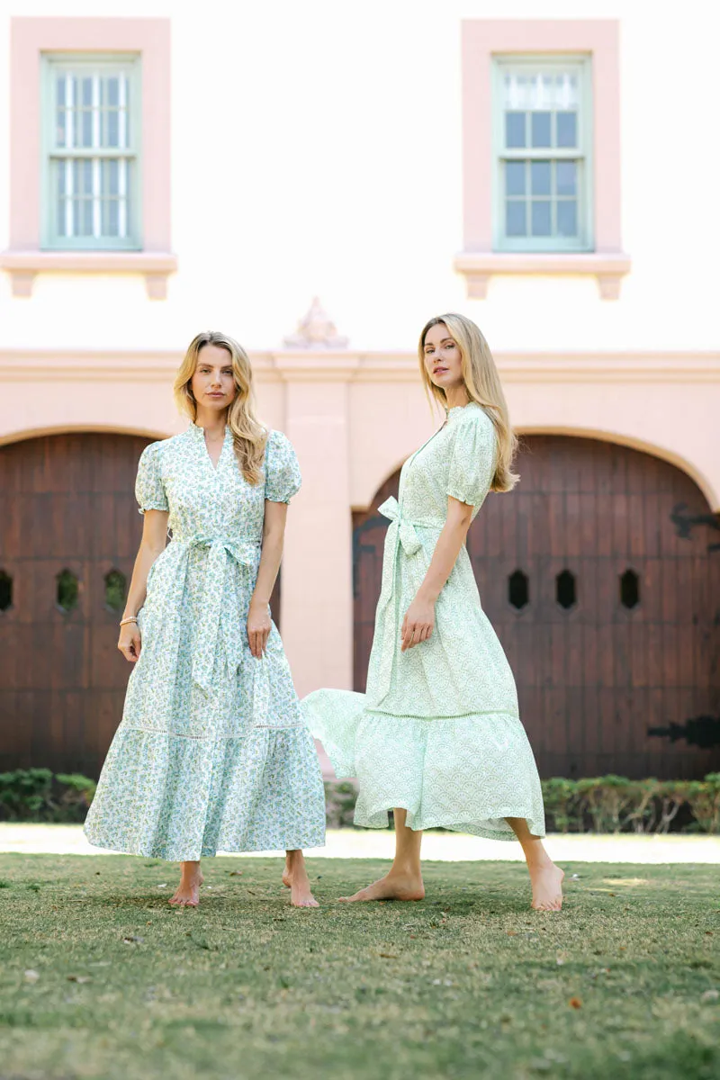 Lily Maxi Dress - Green Fans