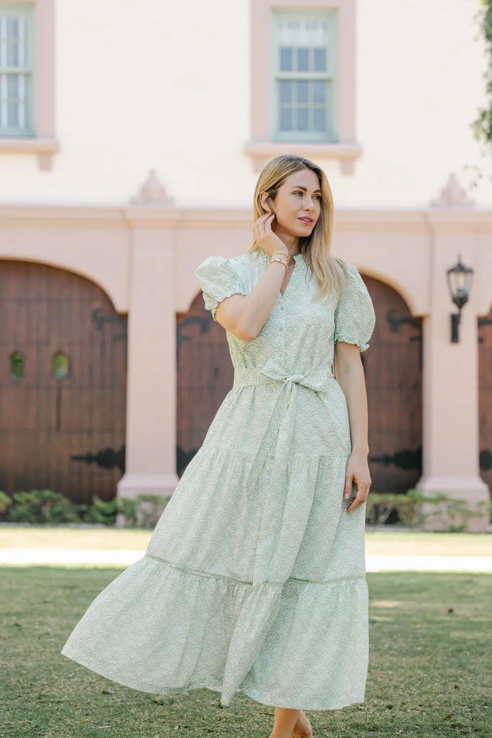 Lily Maxi Dress - Green Fans