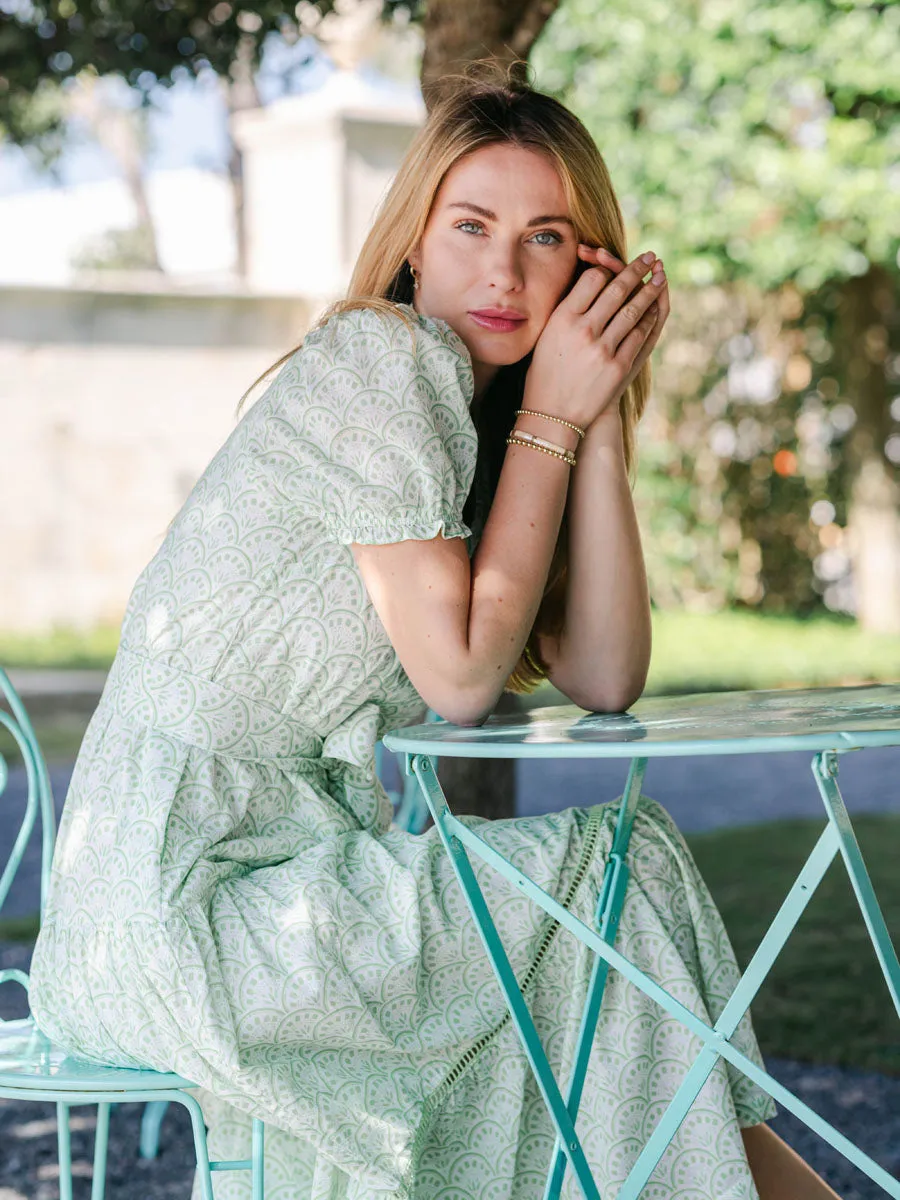 Lily Maxi Dress - Green Fans