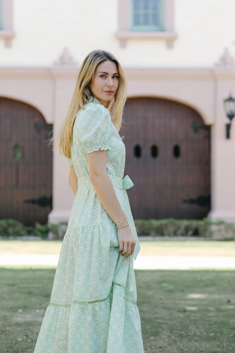 Lily Maxi Dress - Green Fans