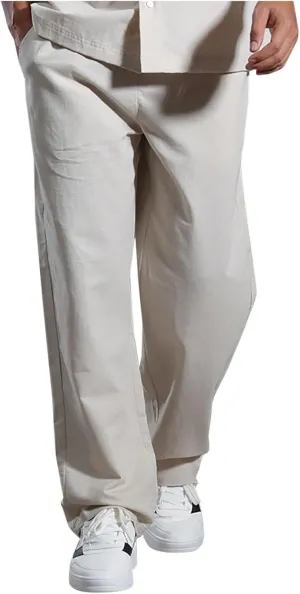 Linen Dress Pants Men Lightweight Straight Leg Regular Fit Business Casual Pants Summer Beach Lounge Linen Trousers