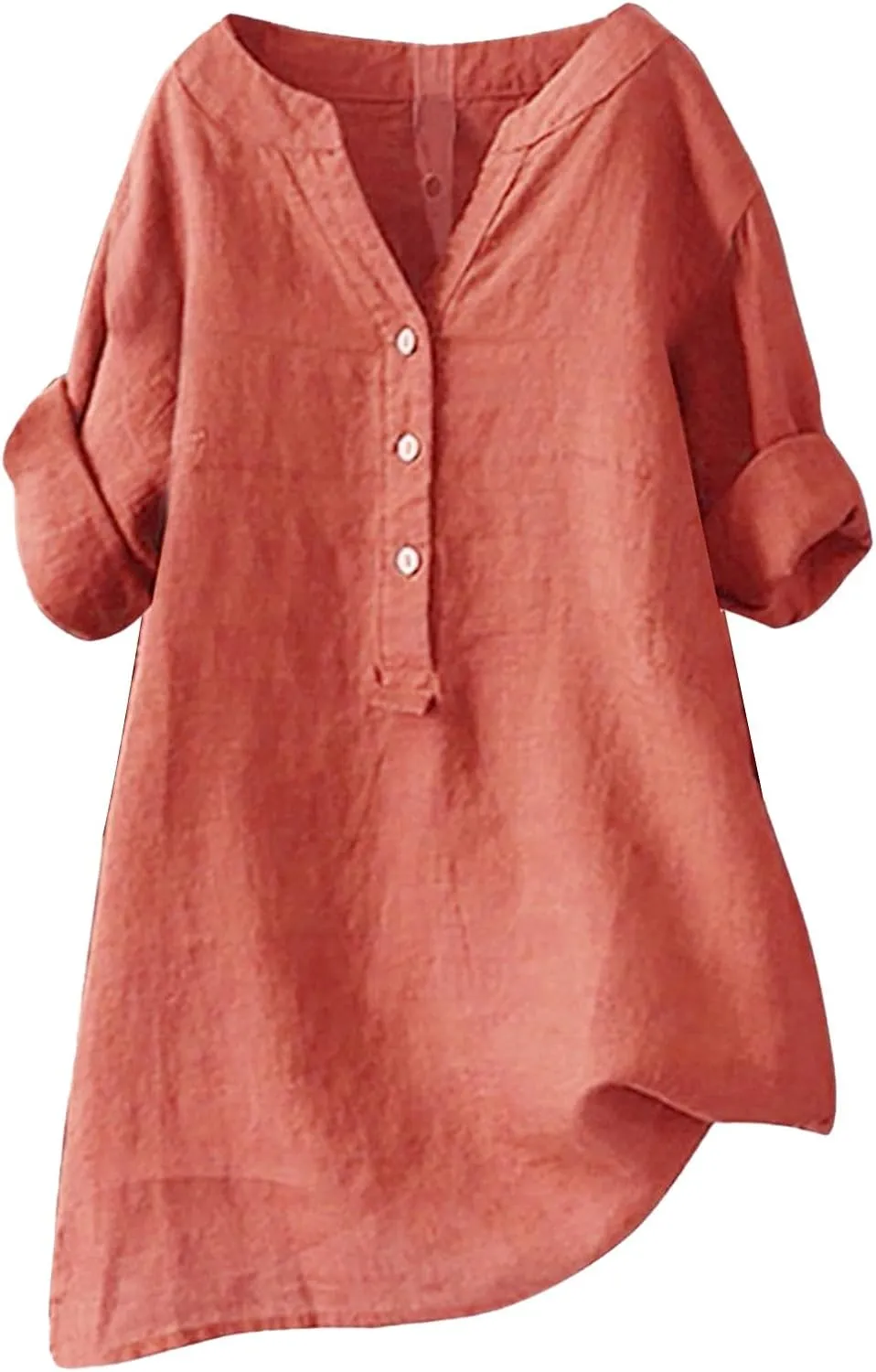 Linen Shirts for Women Linen Tops for Women Gauze Tops for Women Linen Blouse Tshirts Spring Summer Linen Cotton Orange