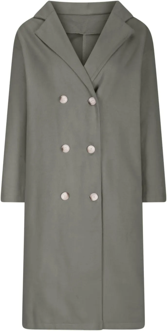 Lmdudan Women Casual Double Breasted Mid Long Pea Coat Winter Notched Lapel Wool Coat Jacket Overcoat Fashion Trench Coats