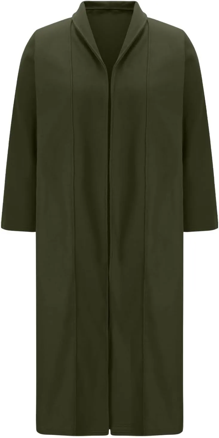 Lmdudan Women's Elegant Shawl Collar Open Front Wool Coat Formal Work Mid Long Winter Pea Coat 2024 Fashion Trench Coats