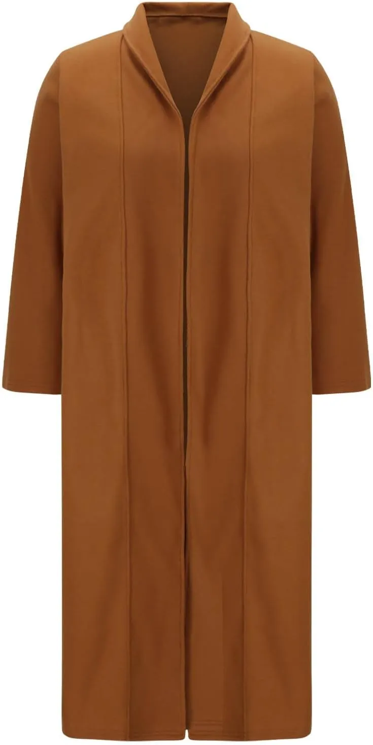 Lmdudan Women's Elegant Shawl Collar Open Front Wool Coat Formal Work Mid Long Winter Pea Coat 2024 Fashion Trench Coats