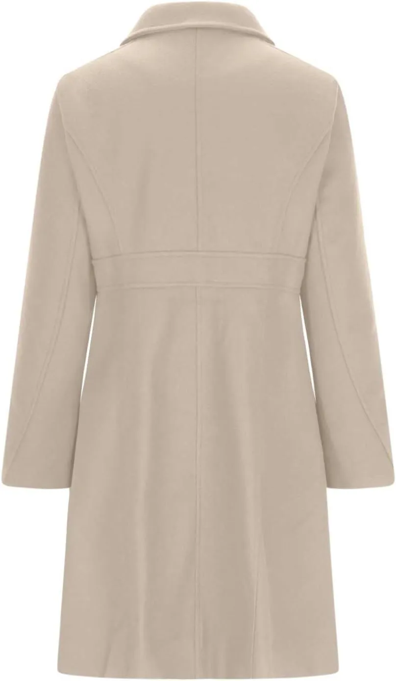 Lmdudan Women's Elegant Single Breasted Coat Long Sleeve Mid Winter Overcoat Work Office Pea Coats Fashion Trench Coats