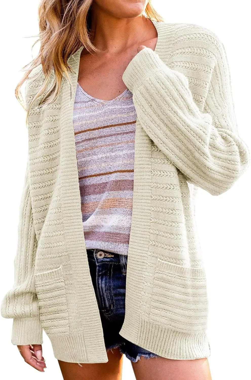 Long Cardigan Sweaters for Women Lightweight Long Sleeve Solid Color Open Front Outwear Fashion Loose Fit Outfits