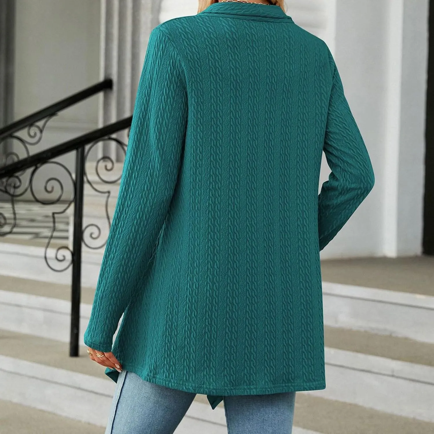 Long Cardigan Sweaters for Women Lightweight Loose Fit Solid Color Open Front Cardigans Coat 2024 Fall Outfits Tops