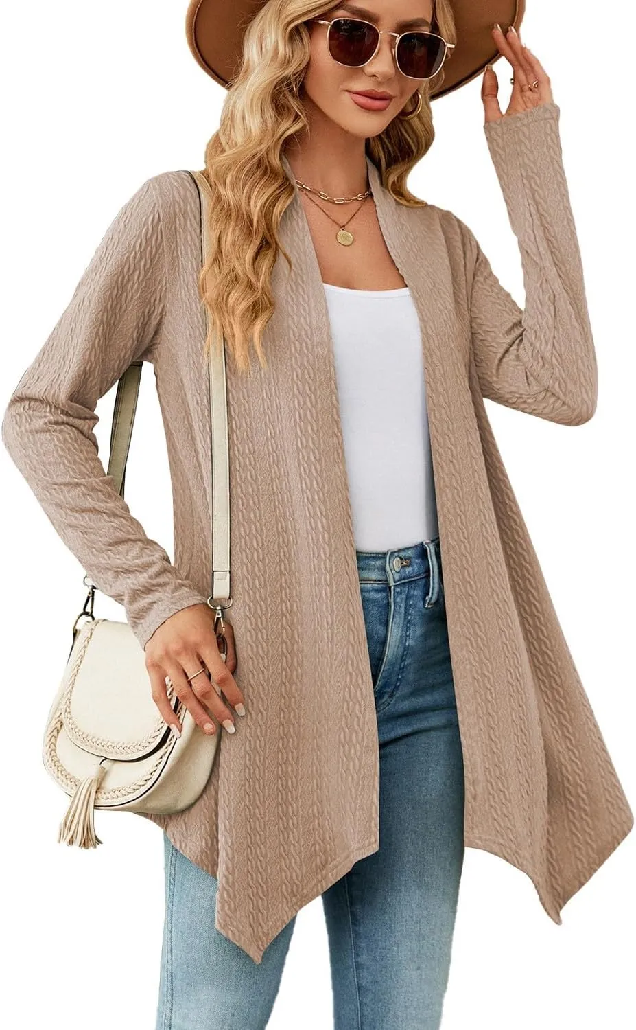 Long Cardigan Sweaters for Women Lightweight Loose Fit Solid Color Open Front Cardigans Coat 2024 Fall Outfits Tops