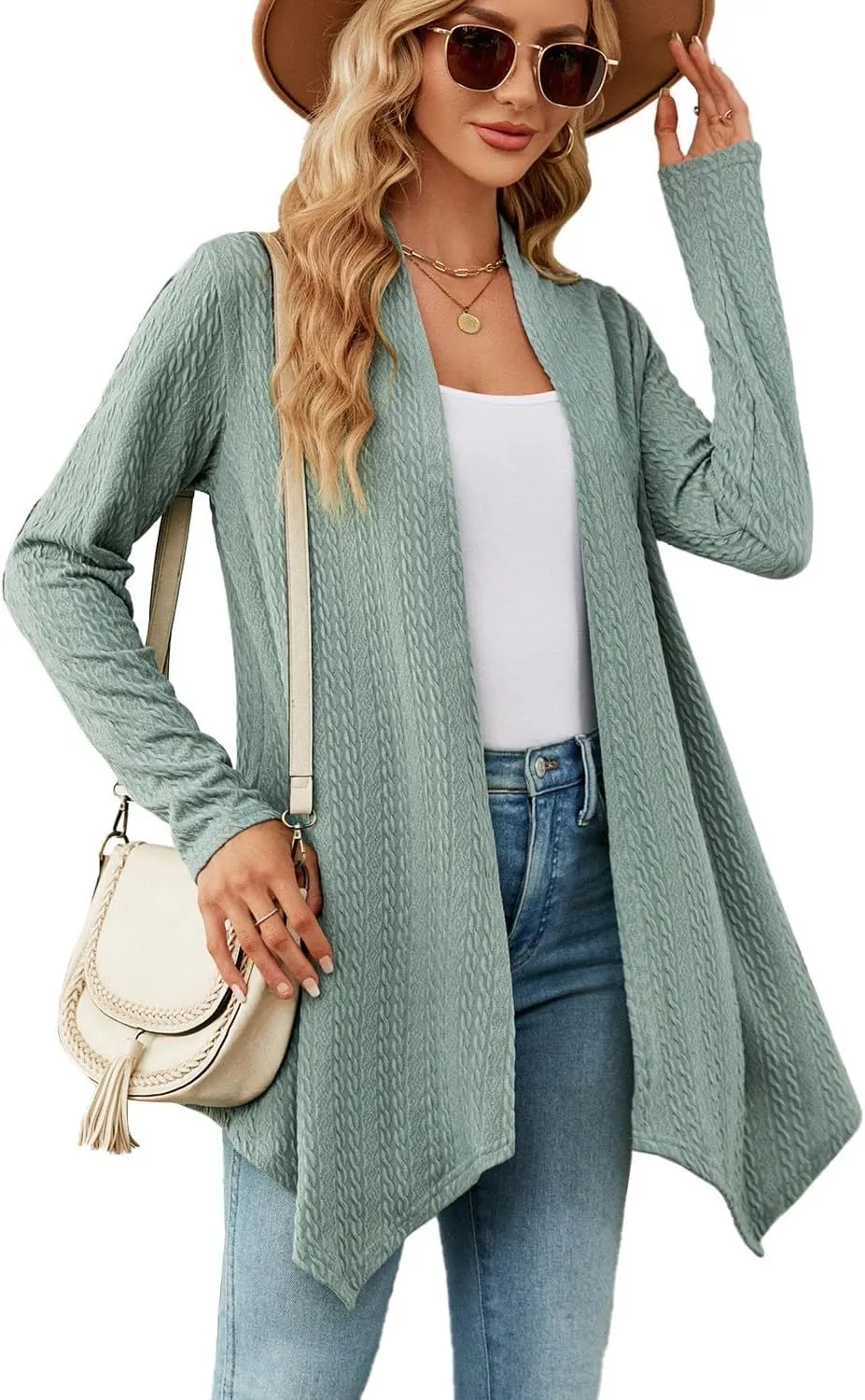 Long Cardigan Sweaters for Women Lightweight Loose Fit Solid Color Open Front Cardigans Coat 2024 Fall Outfits Tops