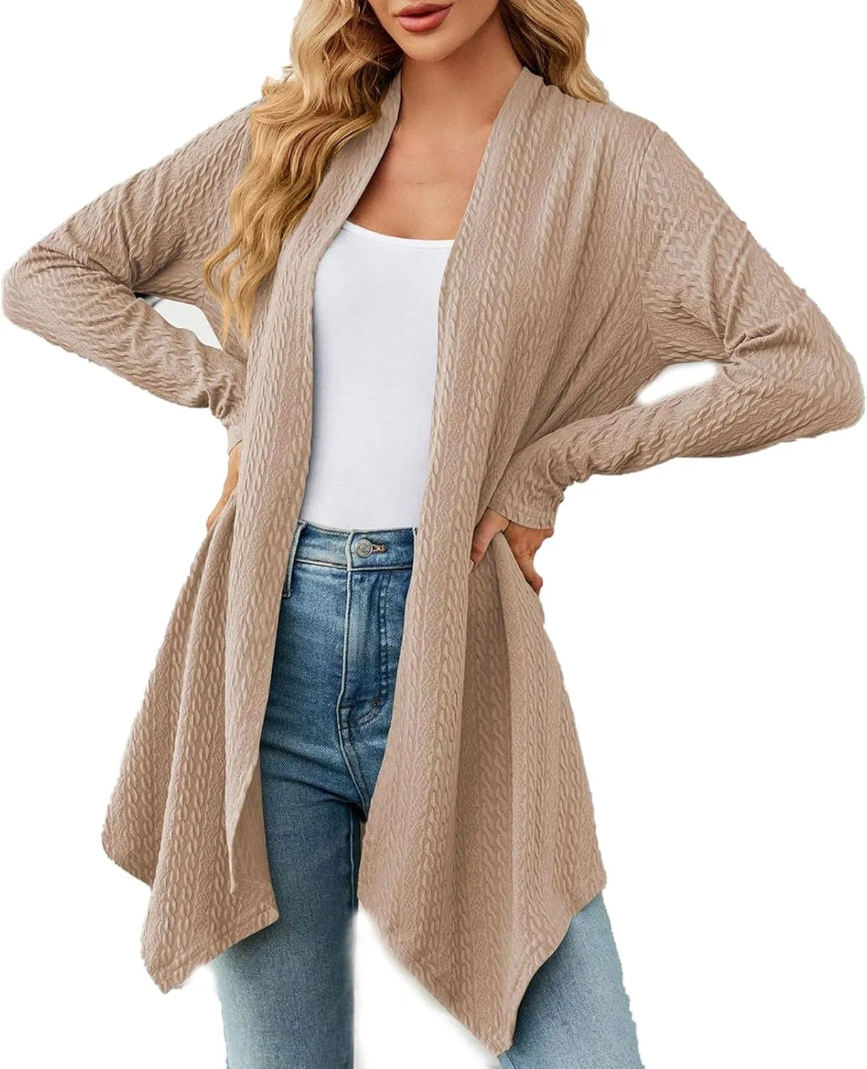 Long Cardigan Sweaters for Women Lightweight Loose Fit Solid Color Open Front Cardigans Coat 2024 Fall Outfits Tops