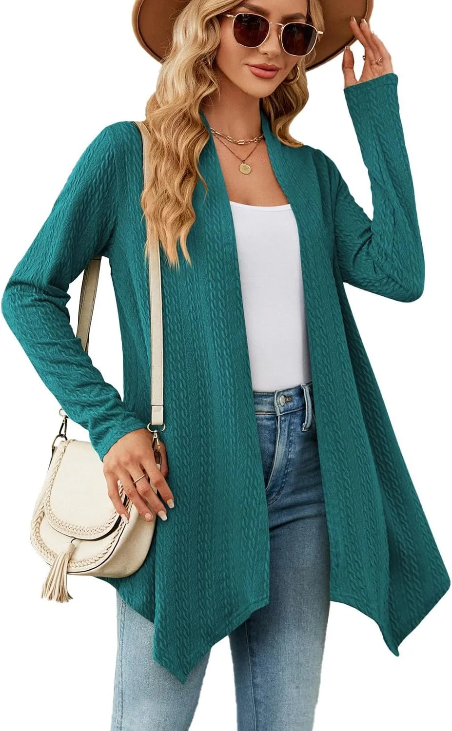 Long Cardigan Sweaters for Women Lightweight Loose Fit Solid Color Open Front Cardigans Coat 2024 Fall Outfits Tops