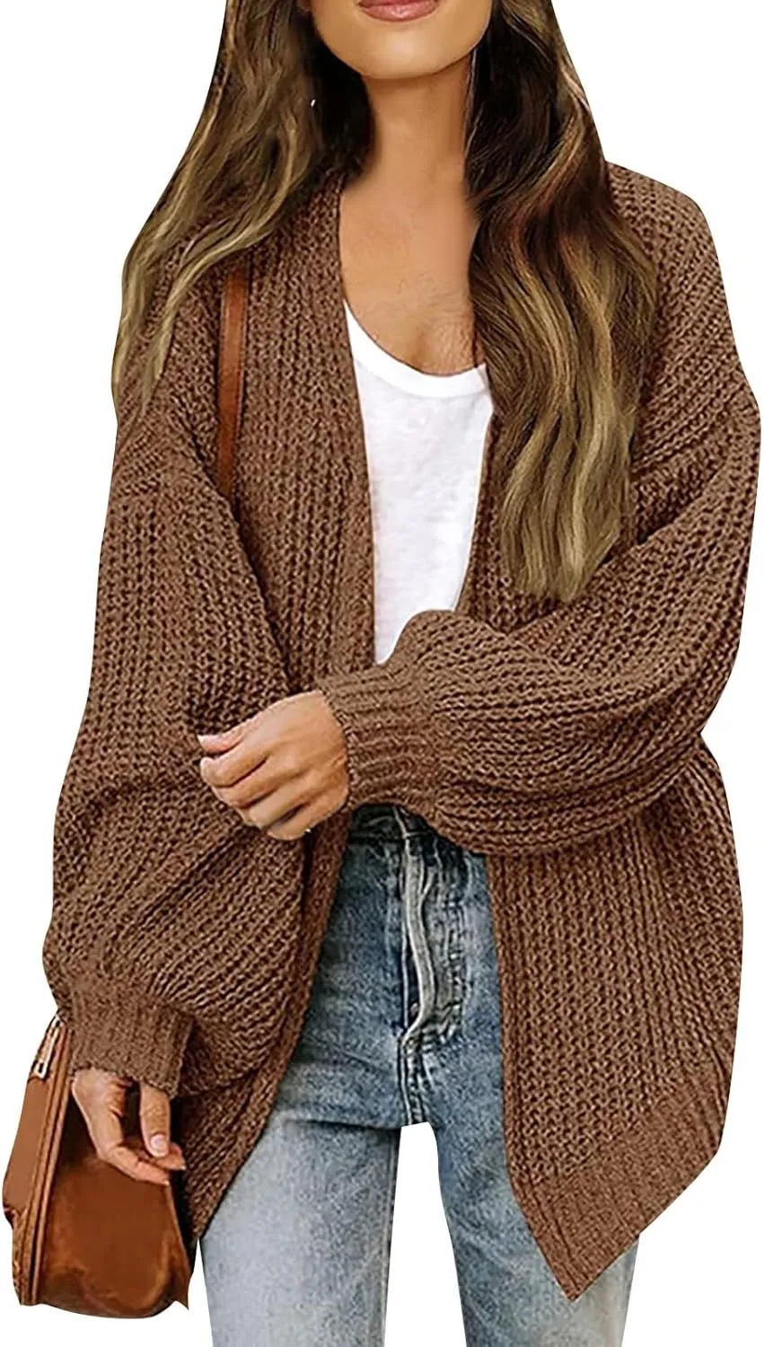 Long Cardigan Sweaters for Women Long Sleeve Chunky Cardigan Sweaters Open Front Cardigan Outerwear Fall Kimonos