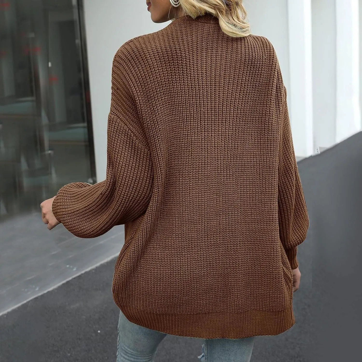 Long Cardigan Sweaters for Women Long Sleeve Chunky Cardigan Sweaters Open Front Cardigan Outerwear Fall Kimonos
