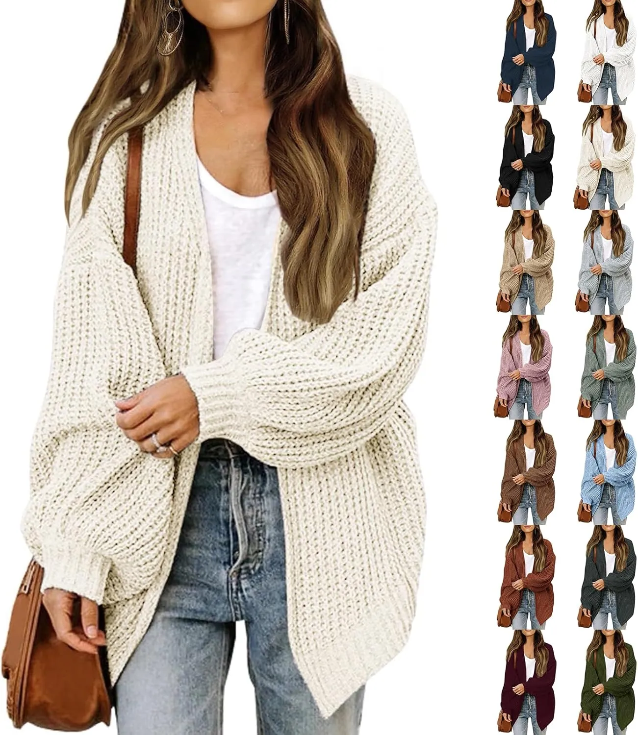 Long Cardigan Sweaters for Women Long Sleeve Chunky Cardigan Sweaters Open Front Cardigan Outerwear Fall Kimonos