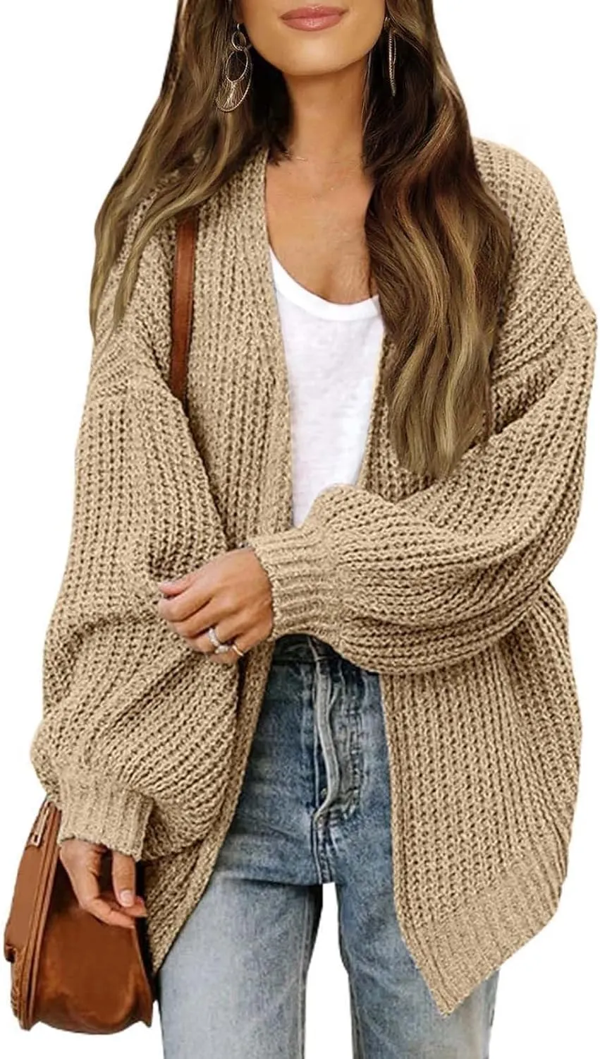 Long Cardigan Sweaters for Women Long Sleeve Chunky Cardigan Sweaters Open Front Cardigan Outerwear Fall Kimonos