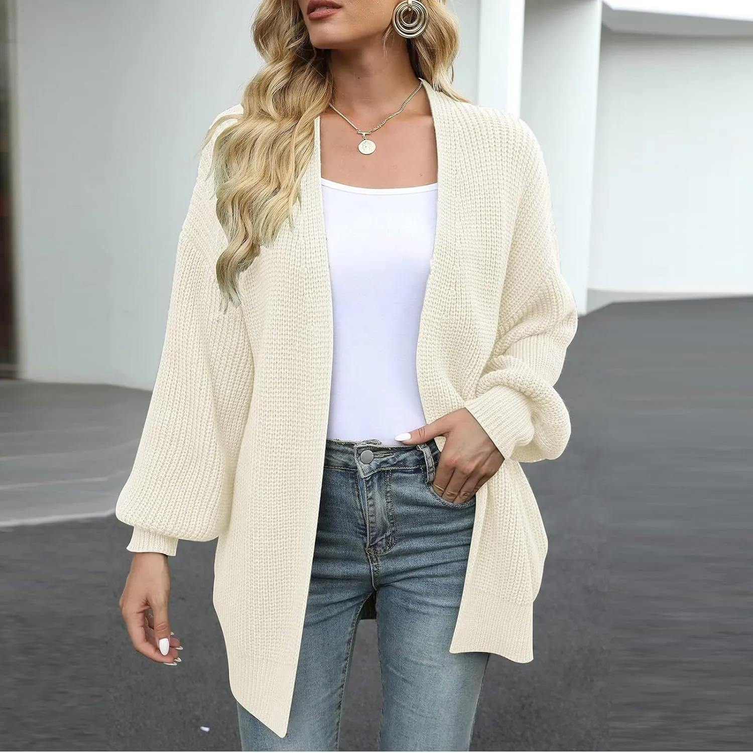 Long Cardigan Sweaters for Women Long Sleeve Chunky Cardigan Sweaters Open Front Cardigan Outerwear Fall Kimonos