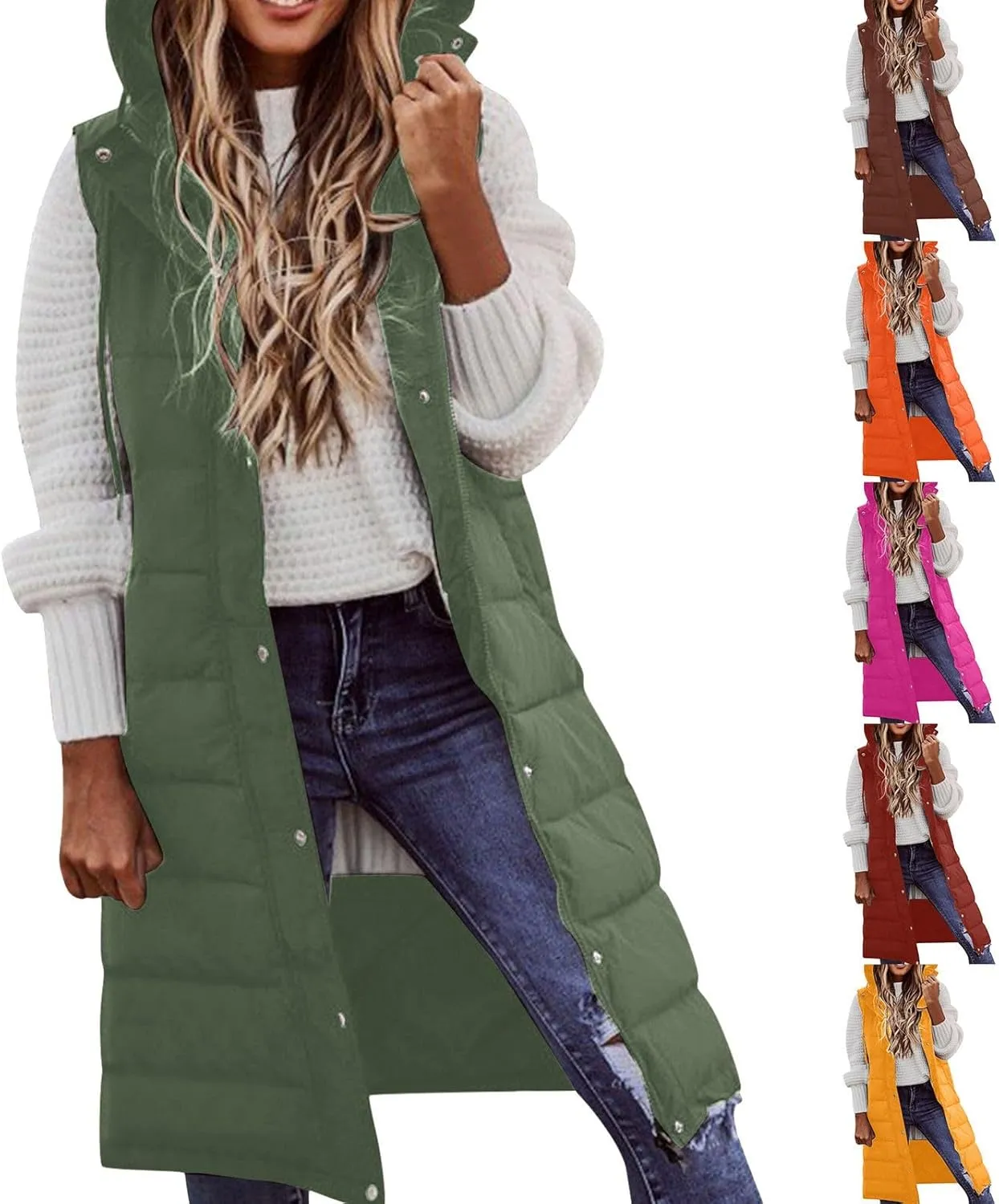 Long Vest for Women Sleeveless Puffer Windproof Winter Coat with Recycled Insulation Women's Long Puffer Vest Vest