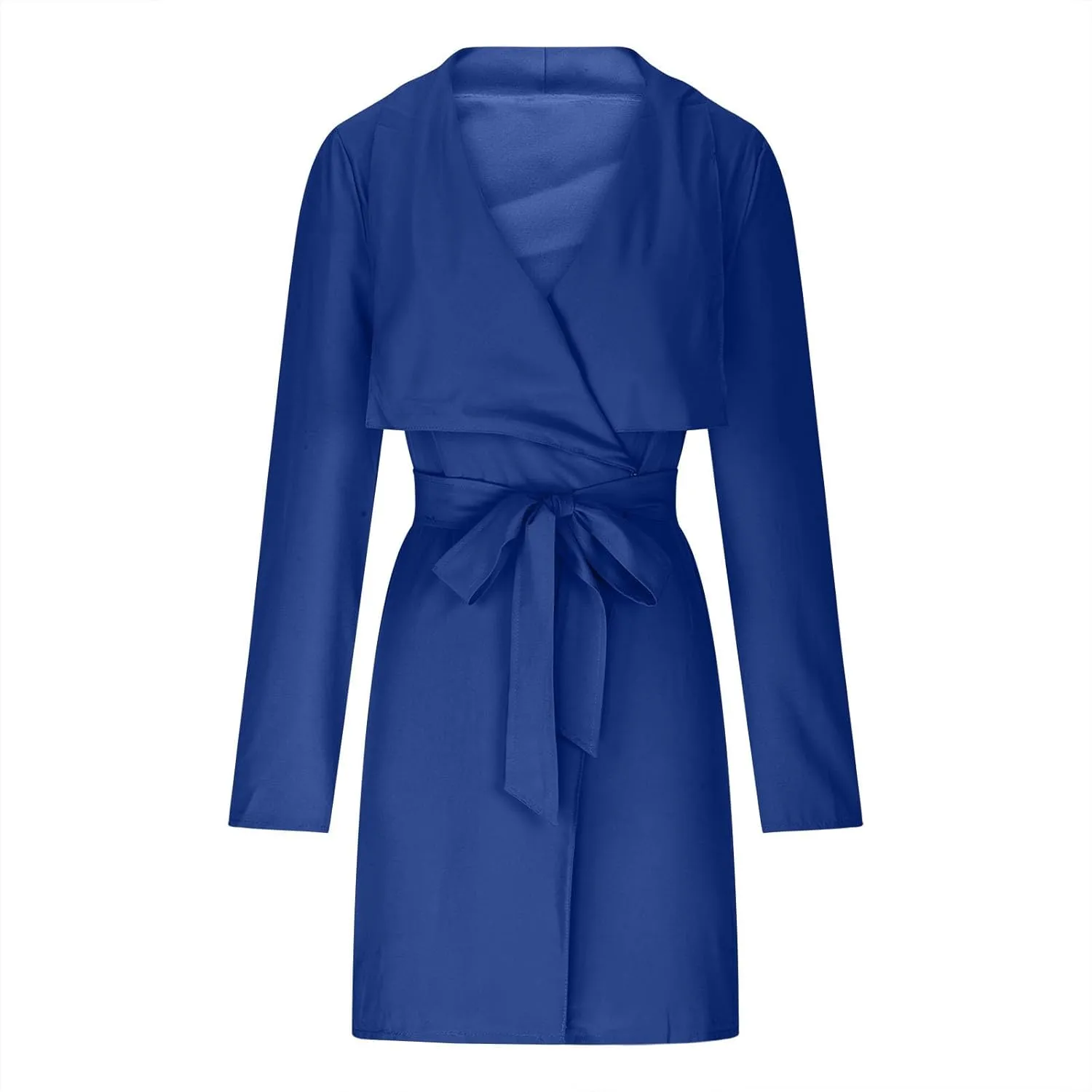 maisdgop Trench Coats for Women Long Sleeve V-Neck Windbreaker Fashion Belted Solid Peacoats Winter Tether Waist Overcoat