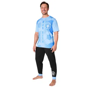 Manchester City FC Mens Pyjamas Set - Blue & Black