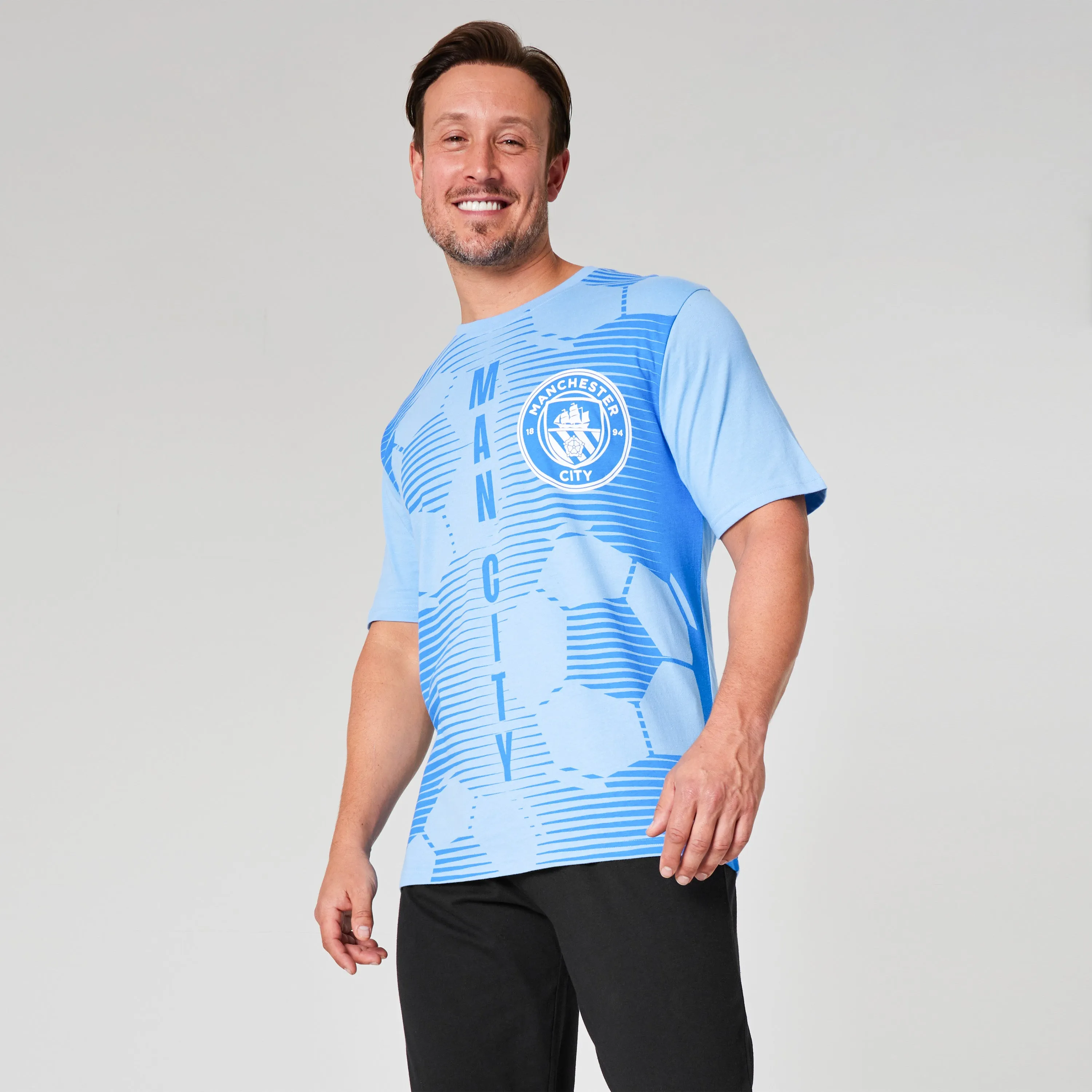 Manchester City FC Mens Pyjamas Set - Blue & Black