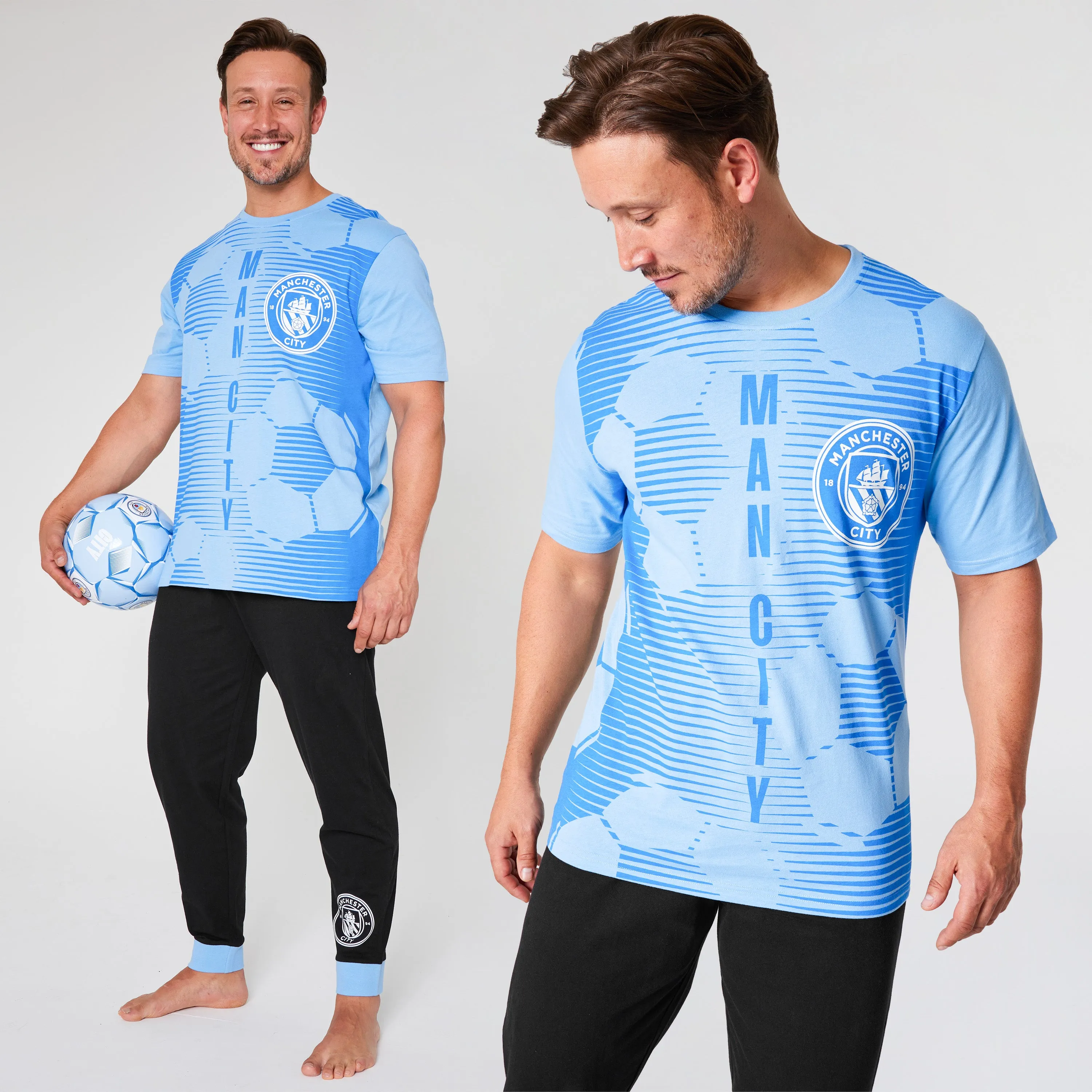 Manchester City FC Mens Pyjamas Set - Blue & Black