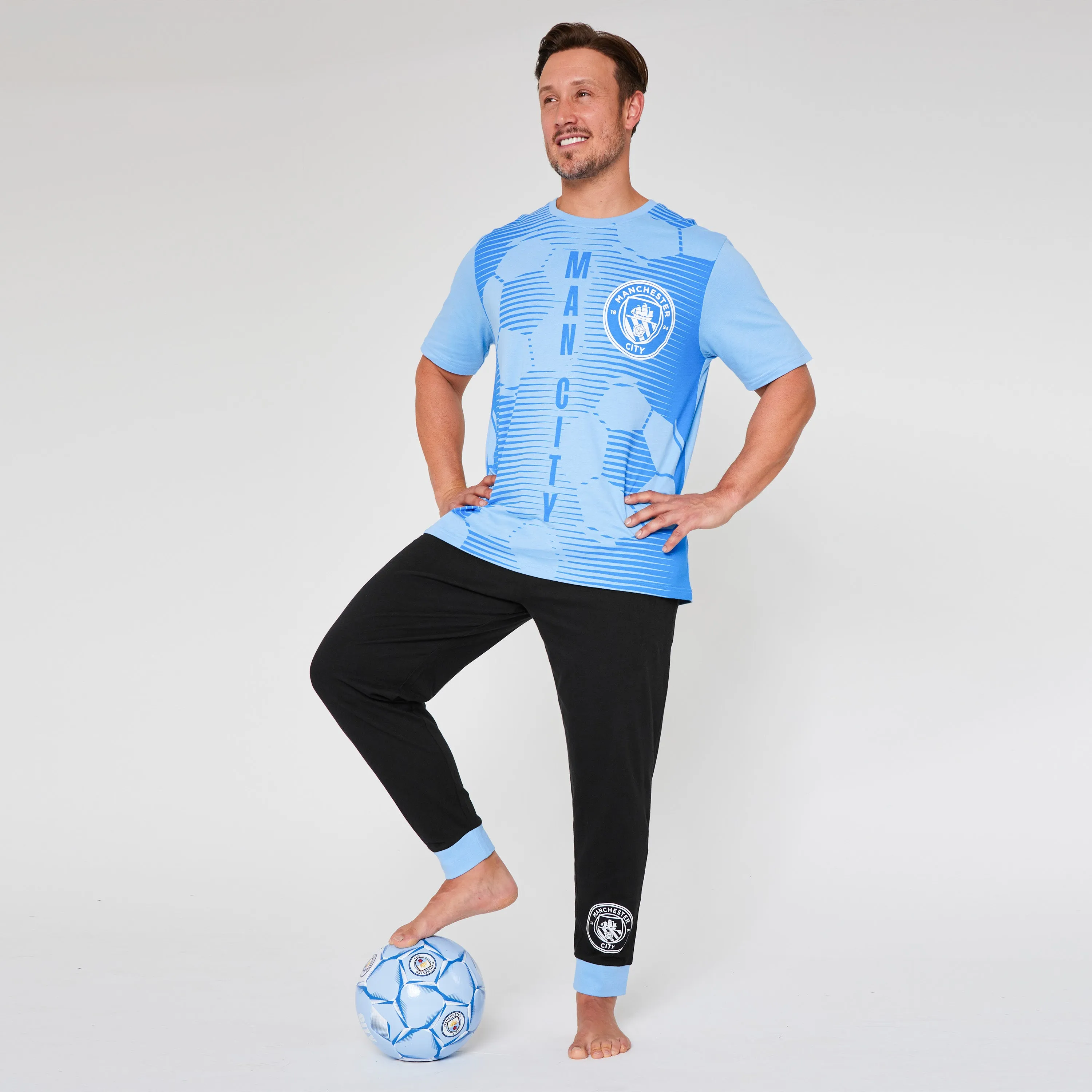 Manchester City FC Mens Pyjamas Set - Blue & Black