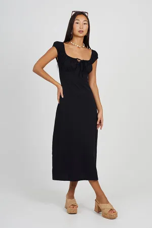 MAXI LENGTH MILKMAID DRESS WITH TIE FRONT