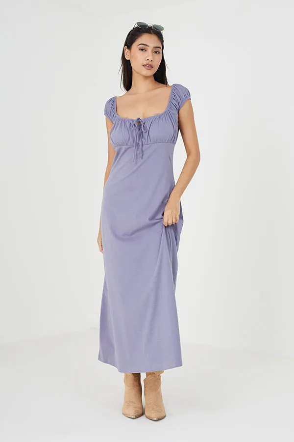 MAXI LENGTH MILKMAID DRESS WITH TIE FRONT