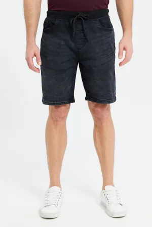 Men Black Pull On Shorts