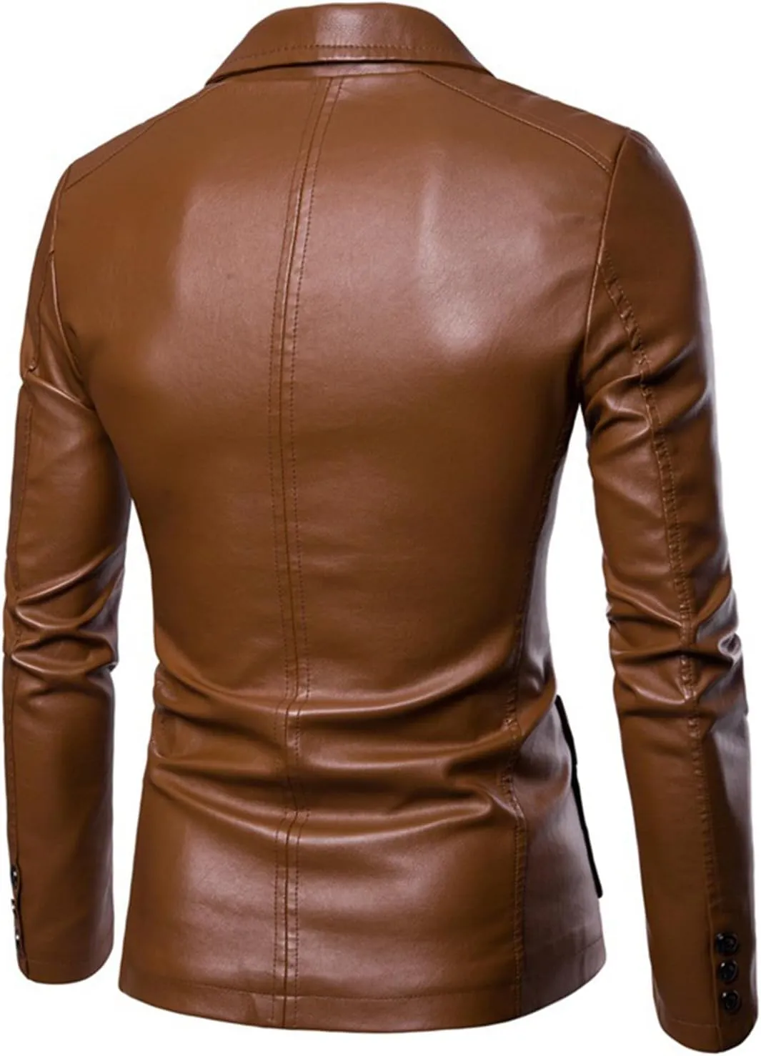Men Blazer Moto Jacket Faux Leather Motorcycle Biker Jacket Coat Classic Buttoned Collar Keep Warm Winter Windbreaker