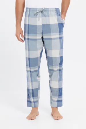 Men Blue Check Pyjama Bottom