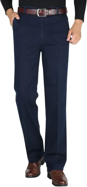Men High Waist Straight Fit Jeans High Waist Straight Fit Stretch Denim Men Relaxed Fit Pants