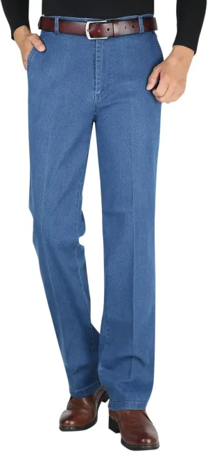 Men High Waist Straight Fit Jeans High Waist Straight Fit Stretch Denim Men Relaxed Fit Pants