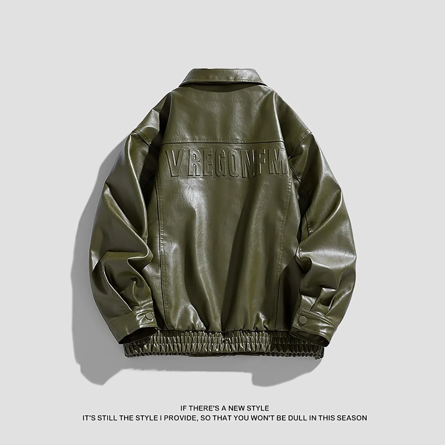 Men Oversized Leather Jackets Mens Faux Leather Bomber Jacket 90s Vintage Lapel Zip Up Biker Racing Moto Jacket
