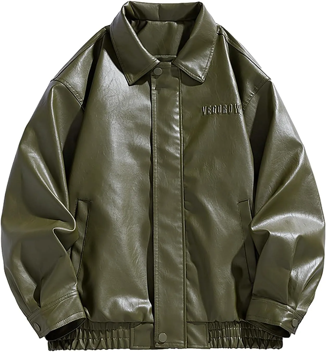 Men Oversized Leather Jackets Mens Faux Leather Bomber Jacket 90s Vintage Lapel Zip Up Biker Racing Moto Jacket