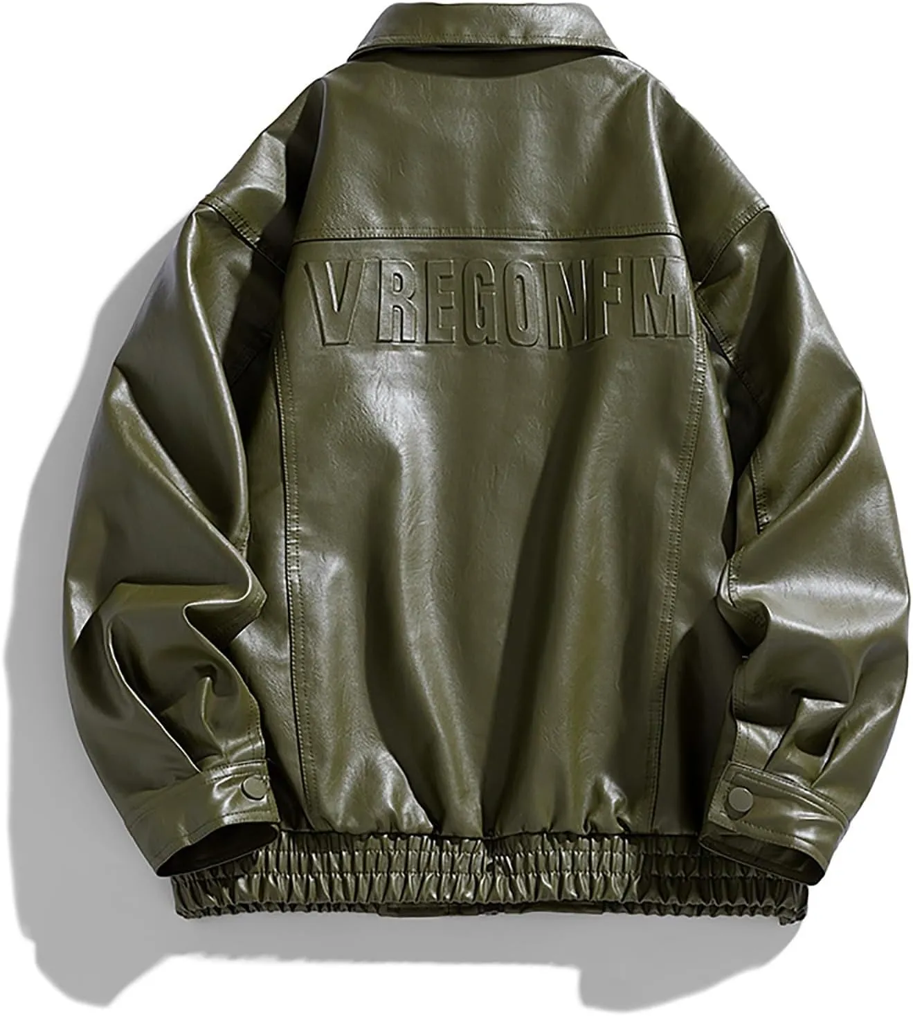 Men Oversized Leather Jackets Mens Faux Leather Bomber Jacket 90s Vintage Lapel Zip Up Biker Racing Moto Jacket