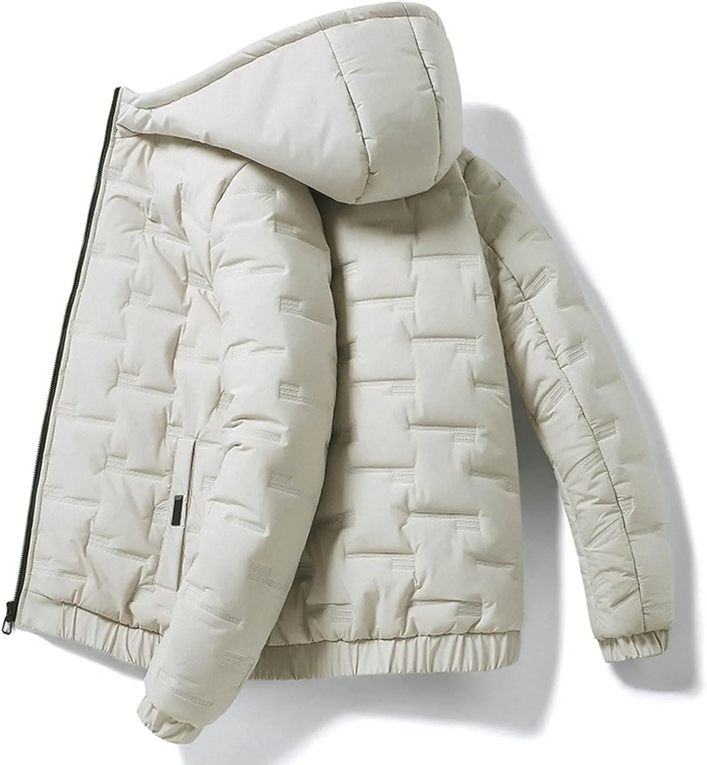 Men Puffer Jackets Plus Size Winter Coats Warm Thick Quilted Jacket Padded Parkas Zip Up Hooded Outerwear Coat