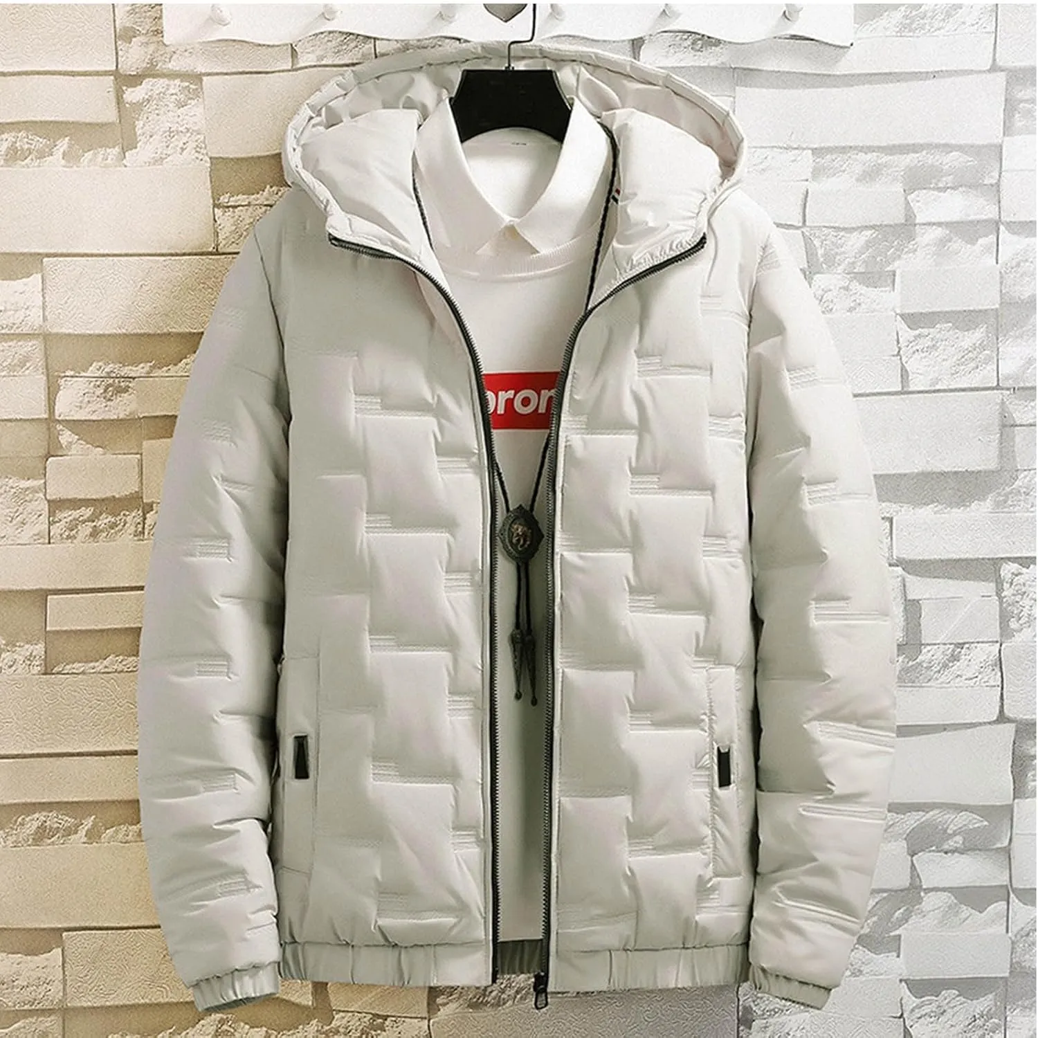Men Puffer Jackets Plus Size Winter Coats Warm Thick Quilted Jacket Padded Parkas Zip Up Hooded Outerwear Coat