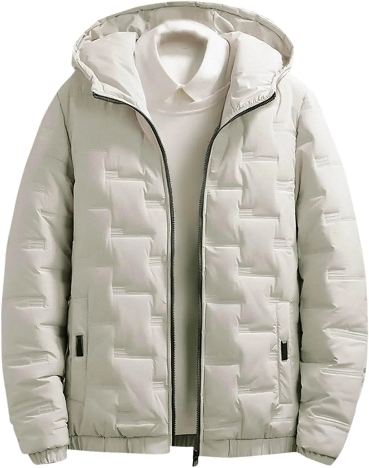 Men Puffer Jackets Plus Size Winter Coats Warm Thick Quilted Jacket Padded Parkas Zip Up Hooded Outerwear Coat