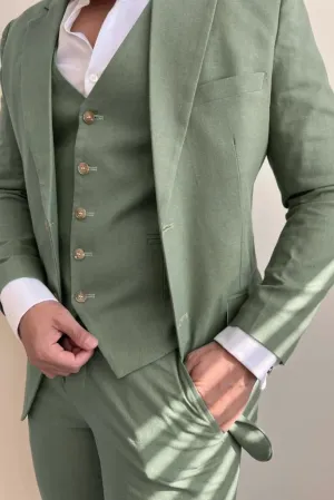 Men Three Piece Suit Sage Green Two Button Suit Wedding Suit Slim Fit Suit Formal Fashion Groom Wedding Suit Bespoke For Men